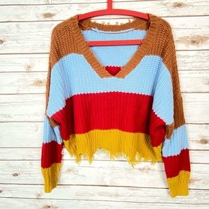 Oversized Slouchy Distressed Knitted Sweater